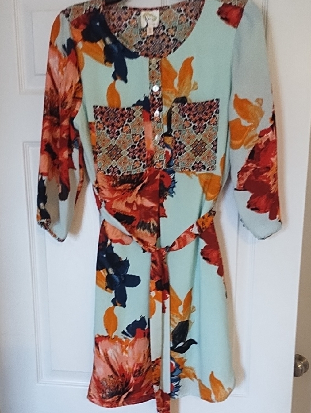 fig and flower (Anthropologie) Boho Floral Patchwork Tunic or Dress-S
